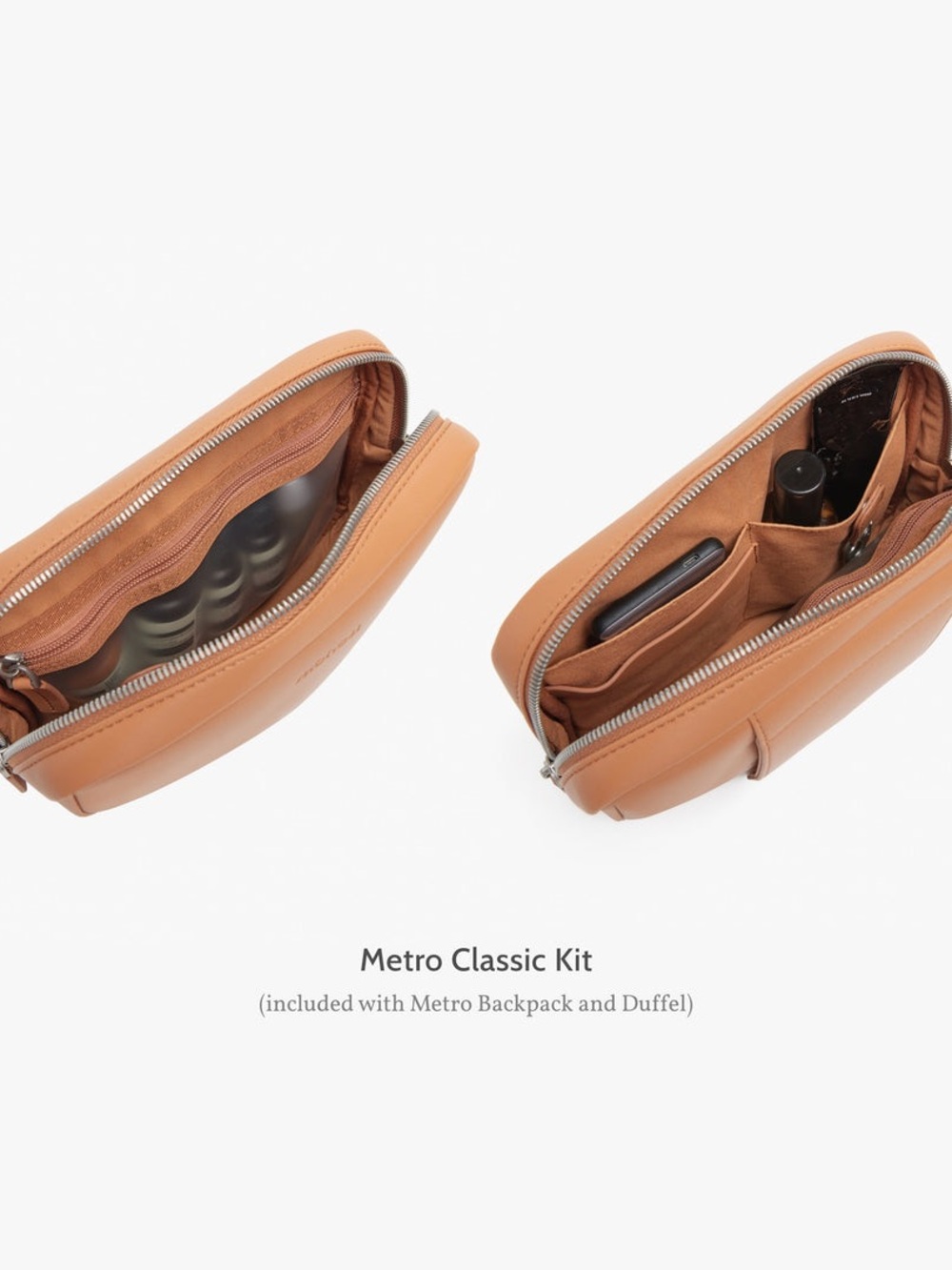 Monos Metro Duffel Saddle Tan with Classic Kit Pouch AND Portfolio Attachments - Picture 3 of 16